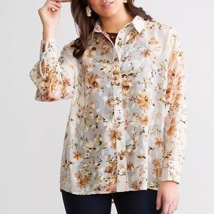 DAYTRIP Floral Button Down Blouse- Womens Sz M